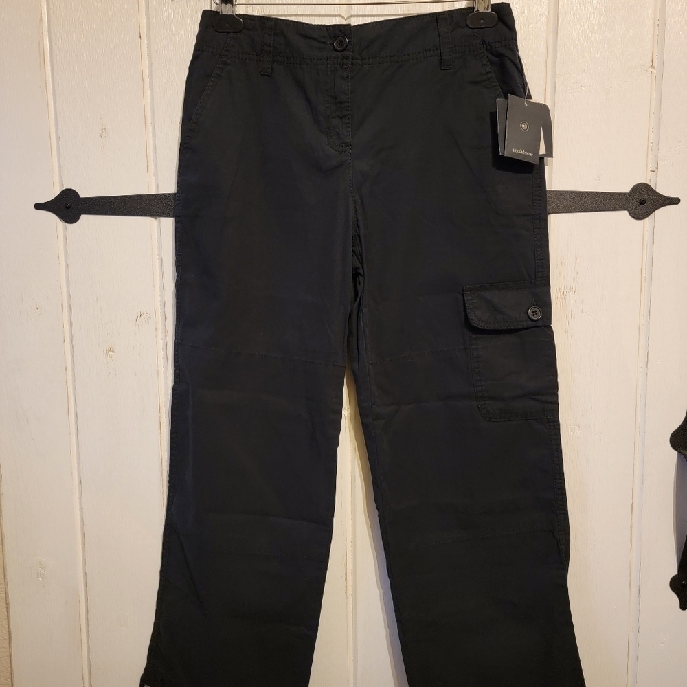 Liz Claiborne Womens Pants Michaela Cargo Black Straight Leg Size 6